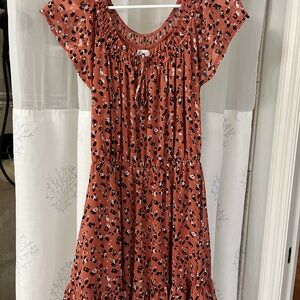 Sienna Sky Orange and Black Ruffled Tie Front Sundress